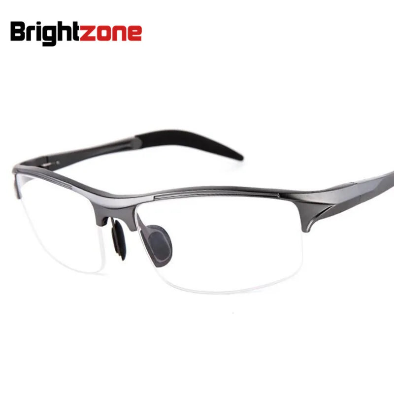 Brightzone Men's Semi Rim Square Aluminum Sport Eyeglasses 70188 Semi Rim Brightzone Gun Gray BA001