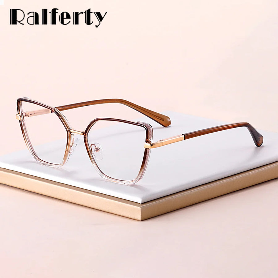 Ralferty Women's Full Rim Square Cat Eye Acetate Eyeglasses R82144 Full Rim Ralferty   