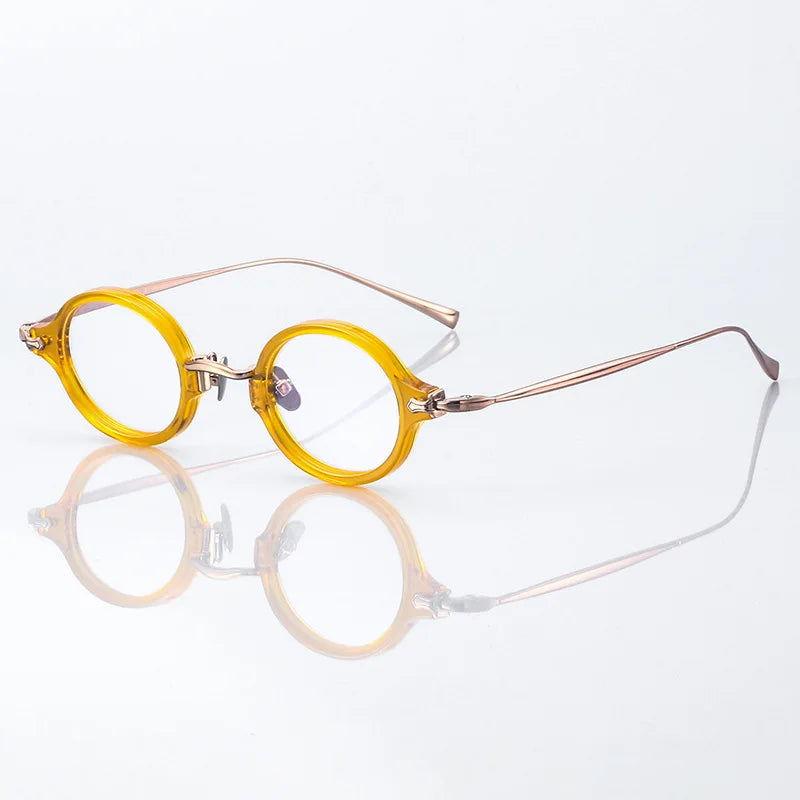 Black Mask Unisex Full Rim Oval Round Titanium Acetate Eyeglasses 396181