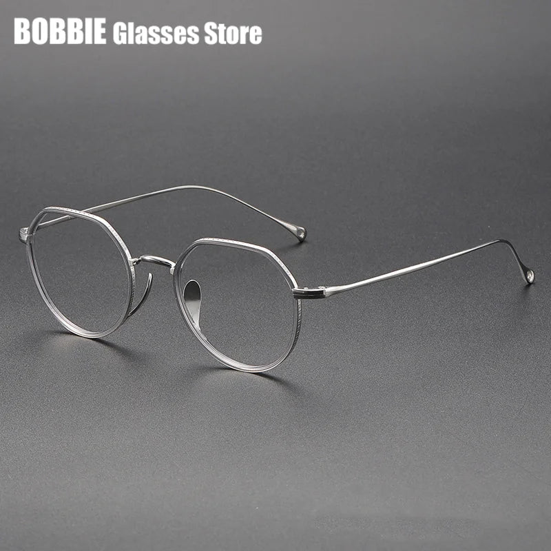 Bobbie Women's Full Rim Flat Top Oval Acetate Titanium Eyeglasses 731067