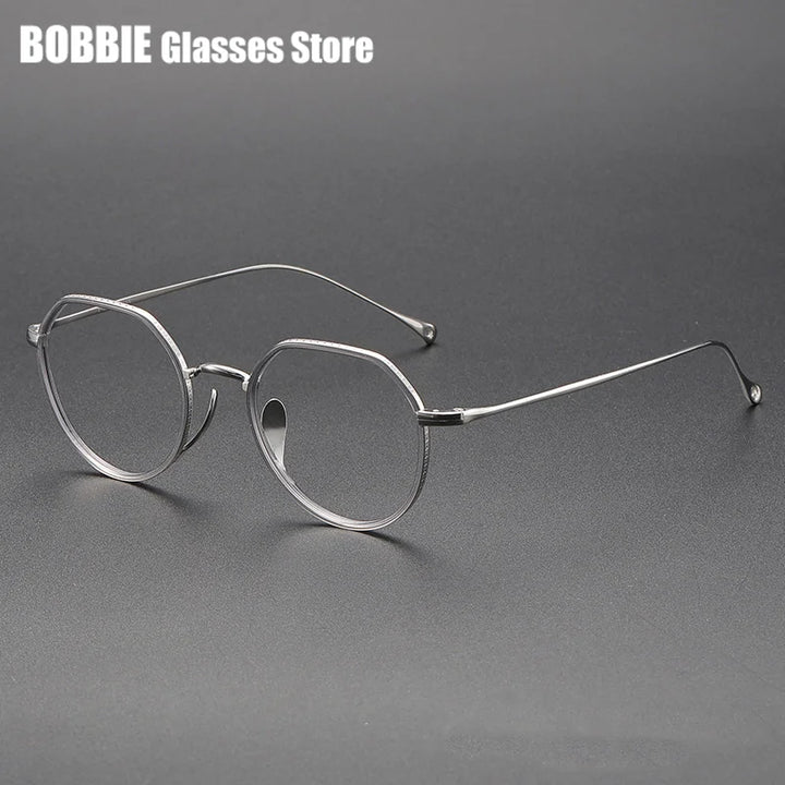 Bobbie Women's Full Rim Flat Top Oval Acetate Titanium Eyeglasses 731067