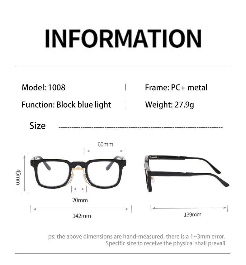 Vicky Unisex Full Rim Flat Top Square Pc Alloy Reading Glasses 10082