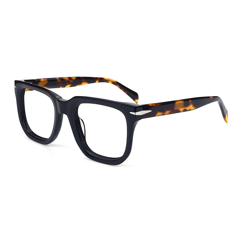 Gatenac Unisex Full Rim Square Thick Acetate Eyeglasses Gxyj1544 Full Rim Gatenac Black Tortoiseshell