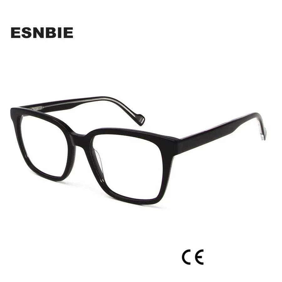 Esnbie Unisex Full Rim Square Acetate Eyeglasses 24054 Full Rim Esnbie   