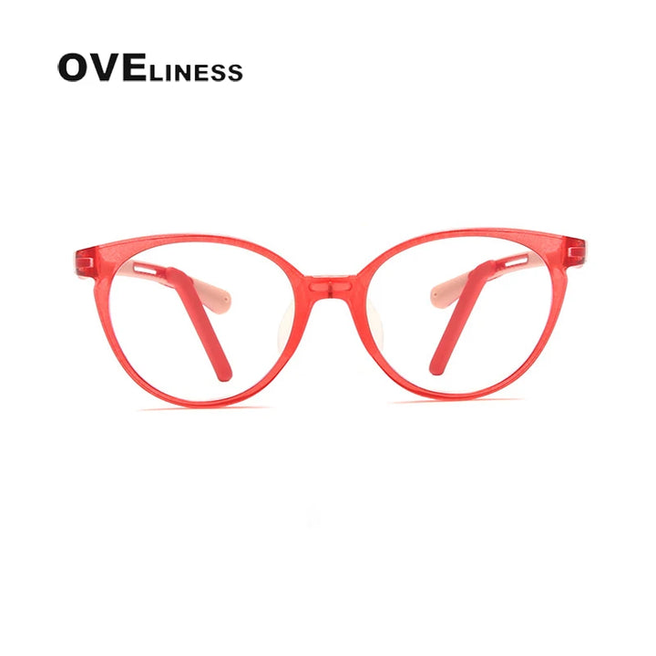 Oveliness Unisex Youth's Full Rim Round Tr 90 Titanium Eyeglasses T2022 Full Rim Oveliness red  