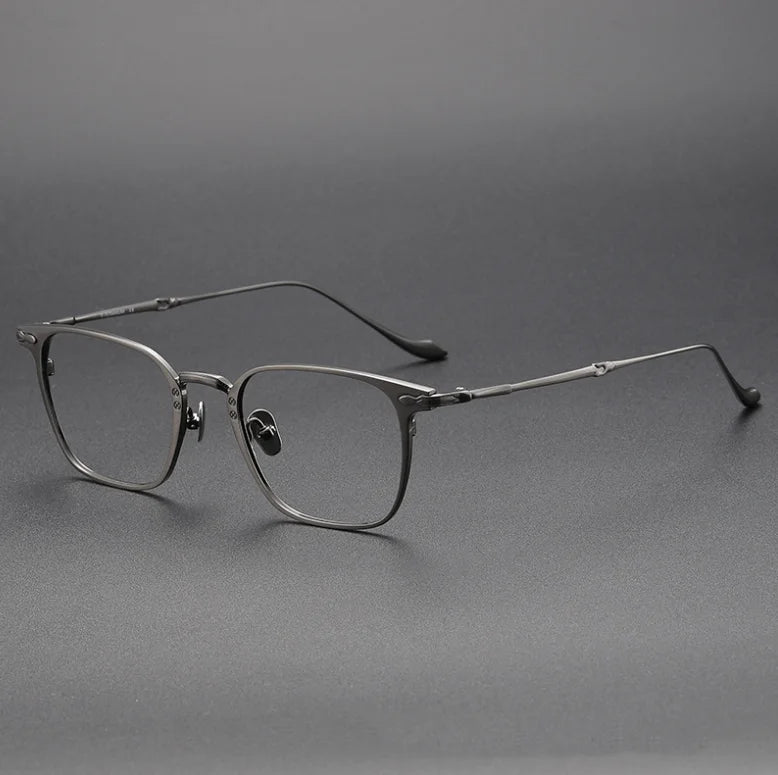 Hdcrafter Unisex Full Rim Square Titanium Eyeglasses 3135 Full Rim Hdcrafter Eyeglasses Grey  