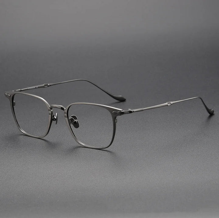 Hdcrafter Unisex Full Rim Square Titanium Eyeglasses 3135 Full Rim Hdcrafter Eyeglasses Grey  