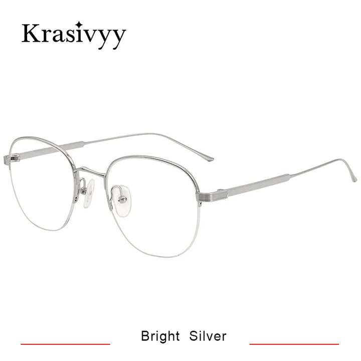 Krasivyy Women's Semi Rim Oval Polygon Titanium Eyeglasses 700164