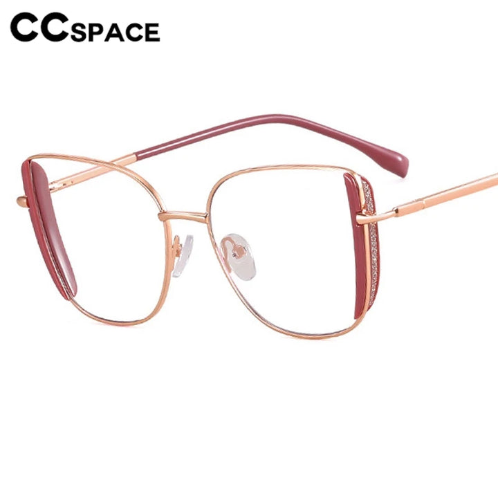 CCspace Women's Full Rim Square Tr 90 Titanium Eyeglasses 300377 Full Rim CCSpace   