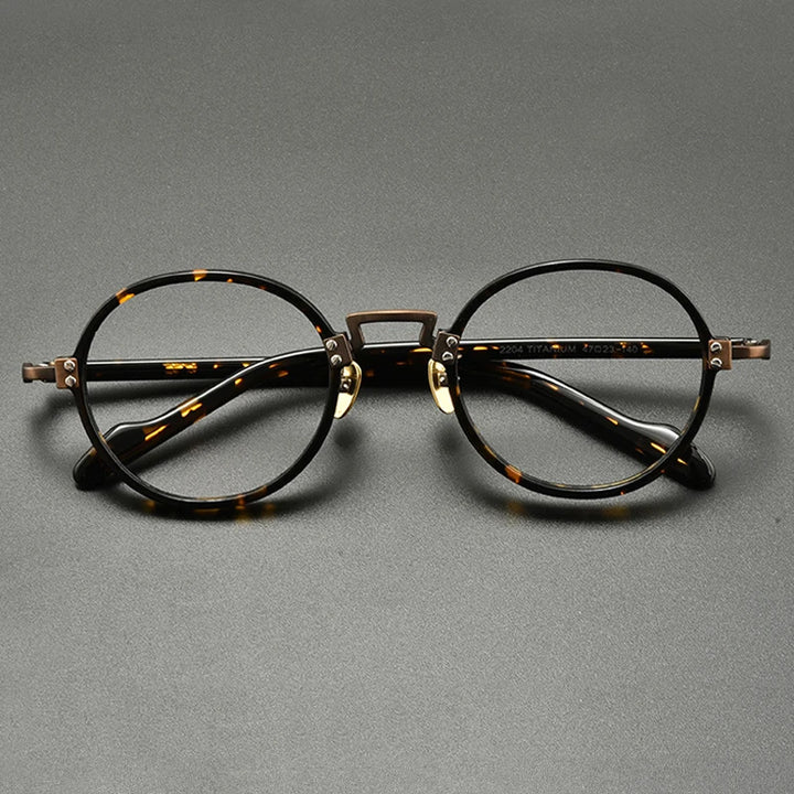 Gatenac Unisex Full Rim Round Acetate Titanium Eyeglasses Gxyj383