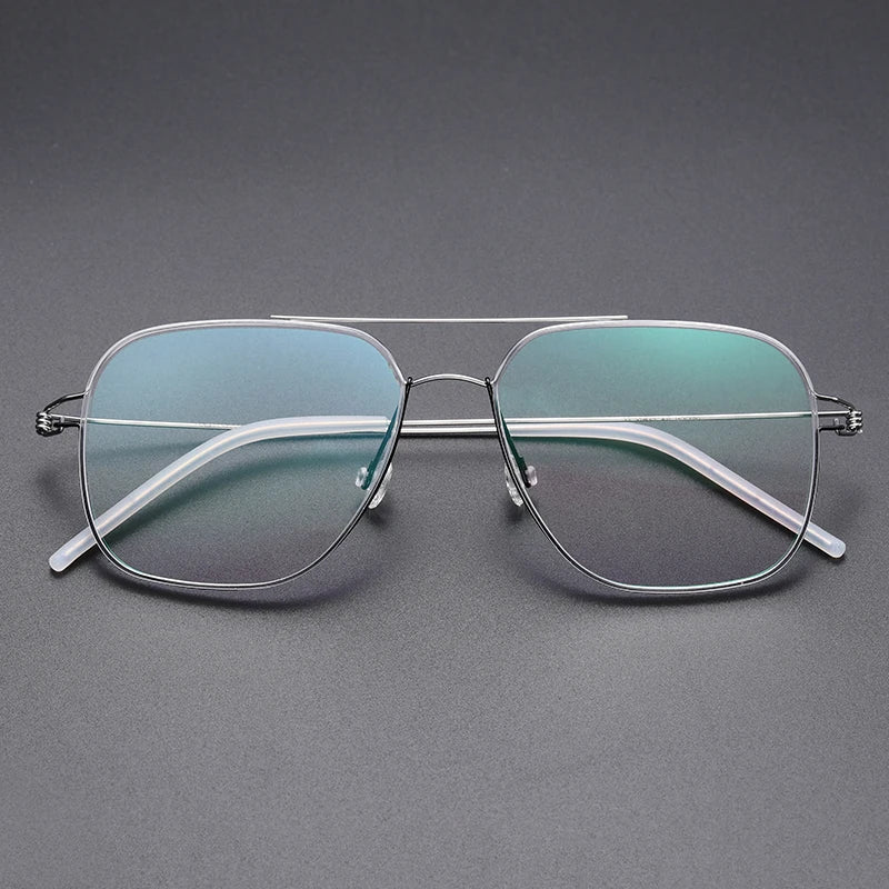 Bobble Unisex Full Rim Square Double Bridge Titanium Eyeglasses 821097