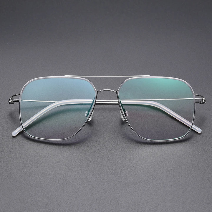 Bobble Unisex Full Rim Square Double Bridge Titanium Eyeglasses 821097