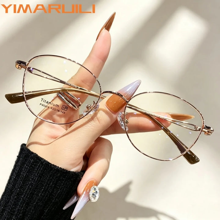 Yimaruili Unisex Full Rim Cat-Eye Pure Titanium Eyeglasses PZ-90309 — view 1 | Yimaruili at FuzWeb