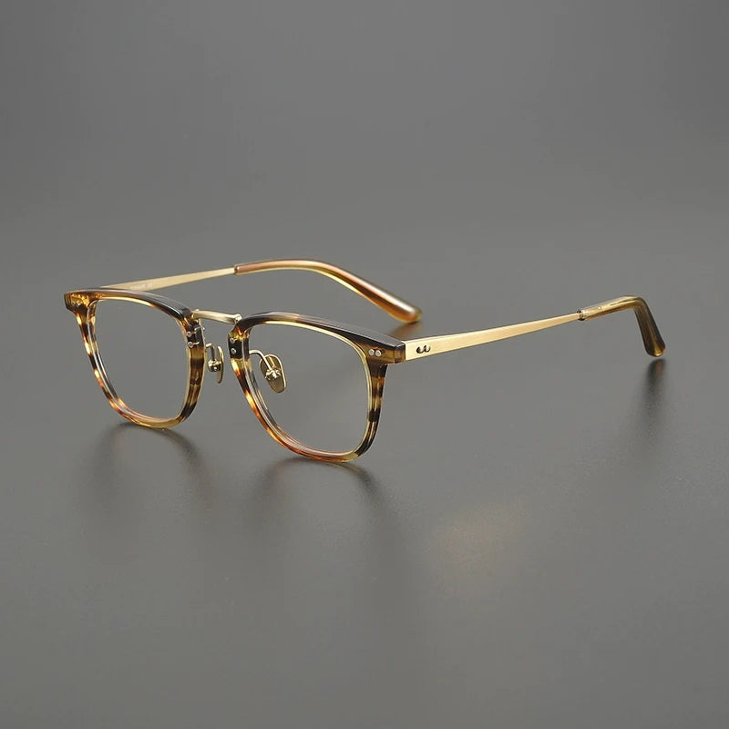Gatenac Unisex Full Rim Square Acetate Titanium Eyeglasses G9072