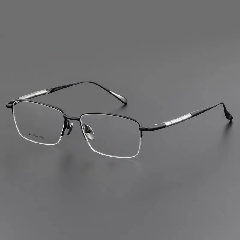 Aimee Men's Semi Rim Square Titanium Eyeglasses 27018 Semi Rim Aimee   