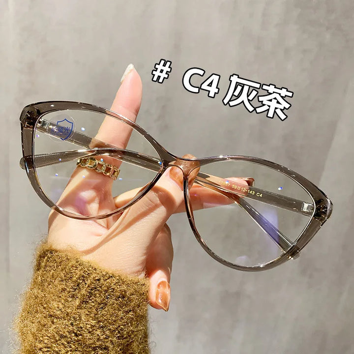 Zirosat Women's Full Rim Oval Cat Eye Tr 90 Alloy Eyeglasses 12857