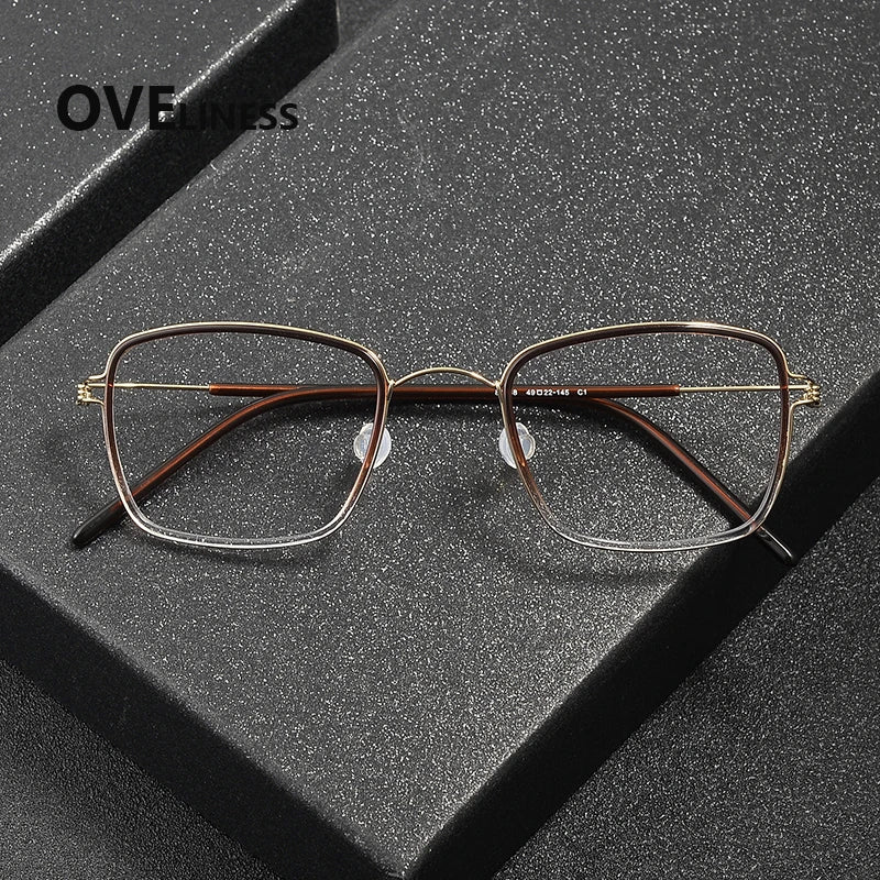 Oveliness Women's Full Rim Polygon Acetate Titanium Eyeglasses 381048