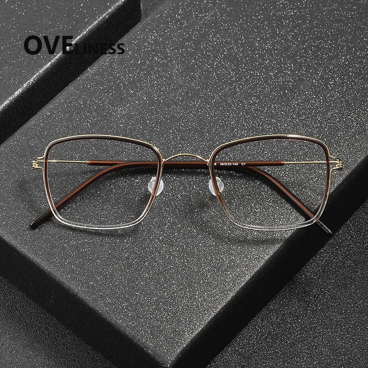 Oveliness Women's Full Rim Polygon Acetate Titanium Eyeglasses 381048