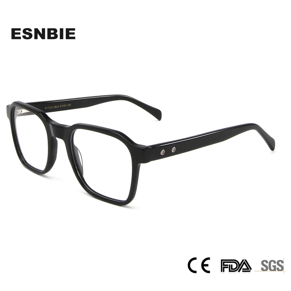 Esnbie Unisex Full Rim Square Acetate Eyeglasses 61723 Full Rim Esnbie   