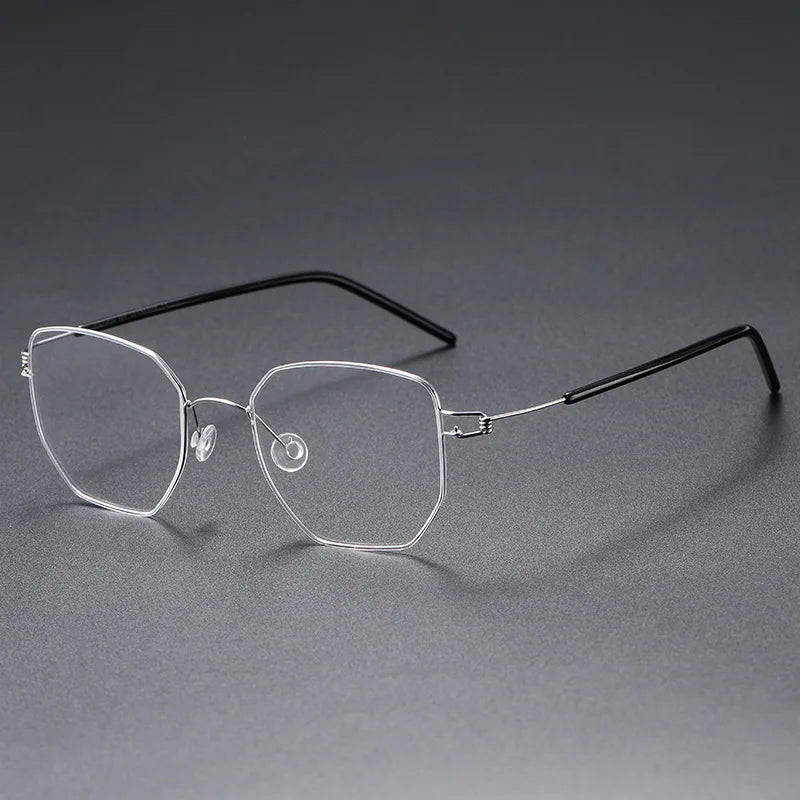 Black Mask Unisex Full Rim Polygon Square Titanium Eyeglasses 5342 Full Rim Black Mask Silver  