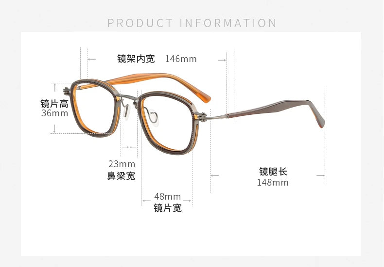 Black Mask Unisex Full Rim Polygon Acetate Titanium Eyeglasses 695861