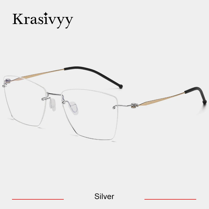 Krasivyy Unisex Rimless Square Titanium Alloy Eyeglasses 45938