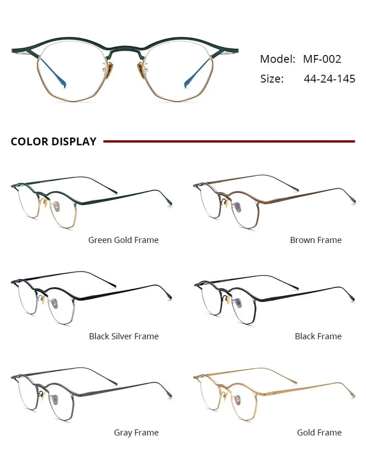 Nobler Unisex Full Rim Polygon Double Bridge Titanium Eyeglasses F002 Full Rim Nobler   