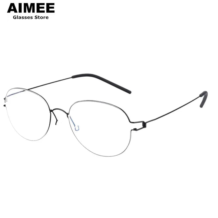 Aimee Women's Full Rim Oval Round Screwless Titanium Eyeglasses 43138