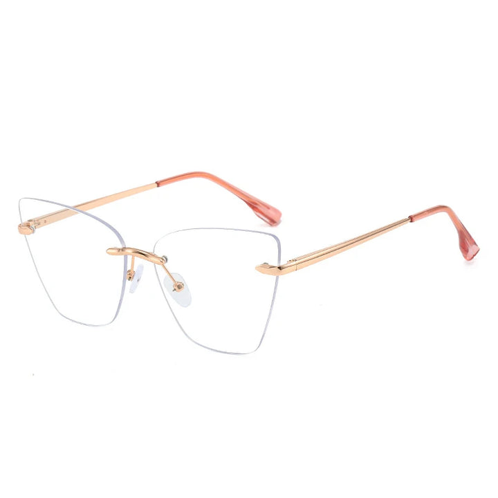 KatKani Women's Rimless Cat Eye Alloy Eyeglasses 23001 Rimless KatKani Eyeglasses Rose Gold  