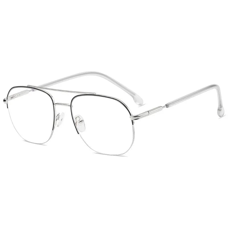 Handoer Unisex Semi Rim Square Double Bridge Titanium Eyeglasses 95926