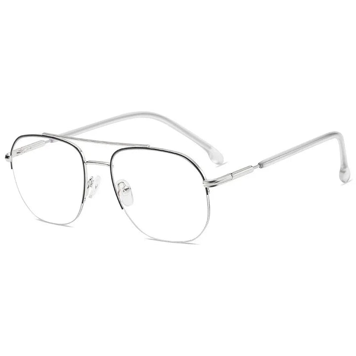 Handoer Unisex Semi Rim Square Double Bridge Titanium Eyeglasses 95926