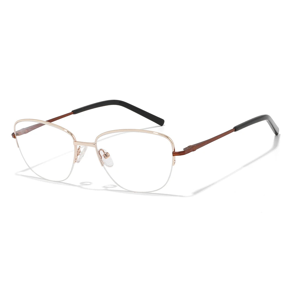 Laoyehui Women's Semi Rim Oval Cat Eye Alloy Reading Glasses 948743 Reading Glasses Laoyehui C3 -300