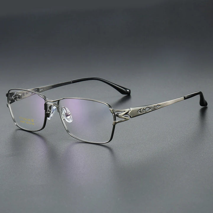 Aror Unisex Full Rim Square Double Bridge Titanium Eyeglasses 96197 Full Rim Aror Gun