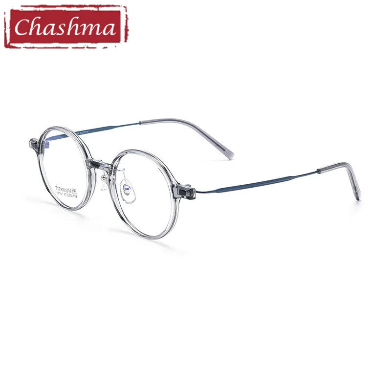 Chashma Ottica Unisex Youth Full Rim Round Tr 90 Titanium Eyeglasses 16101 Full Rim Chashma Ottica Gray Blue  