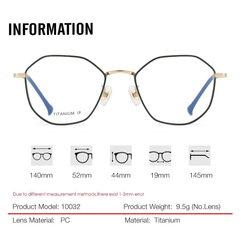 Aror Unisex Full Rim Polygon Oval Titanium Eyeglasses 610032