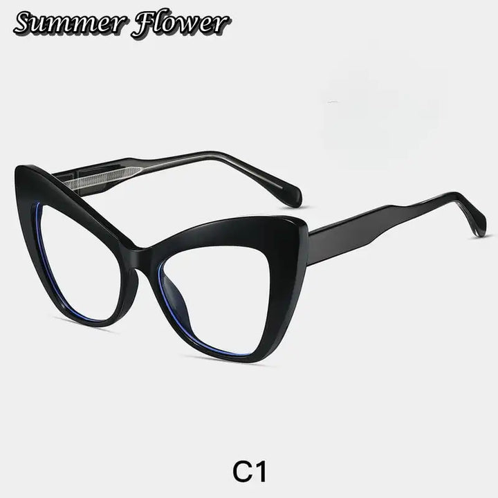 Summer Flower Women's Full Rim Square Cat Eye Tr 90 Titanium Eyeglasses 87289
