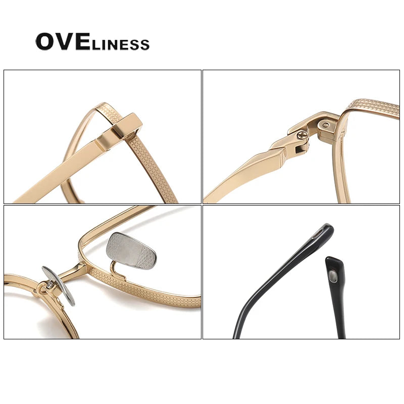 Oveliness Men's Full Rim Square Titanium Eyeglasses 80927 Full Rim Oveliness   