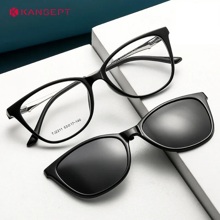Kansept Women's Full Rim Cat Eye PC Alloy Reading Glasses Clip On Sunglasses 92211