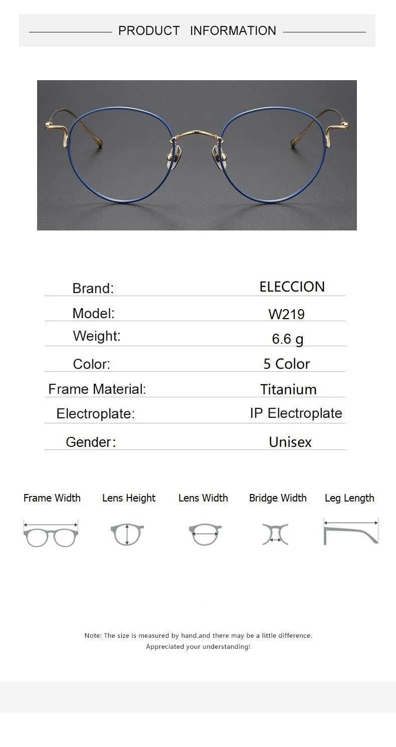 Eleccion Women's Full Rim Round Oval Titanium Eyeglasses 44219