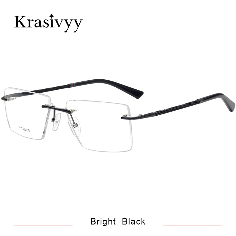Krasivyy Unisex Rimless Square Titanium Eyeglasses 1657 Rimless Krasivyy Bright Black  