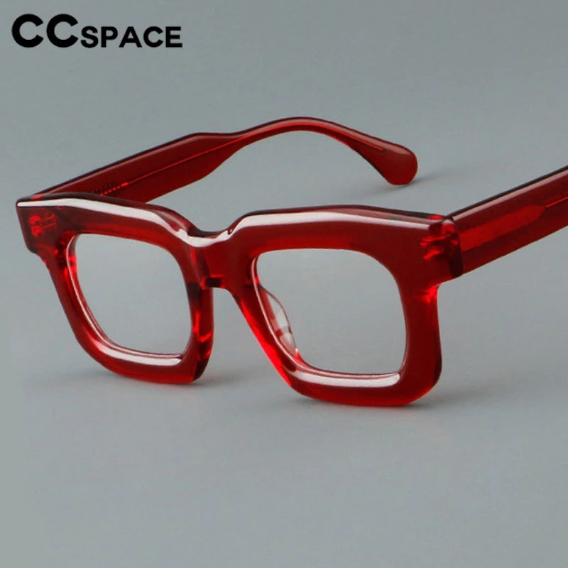 CCspace Unisex Full Rim Square Thick Acetate Eyeglasses 301902 Full Rim CCspace   