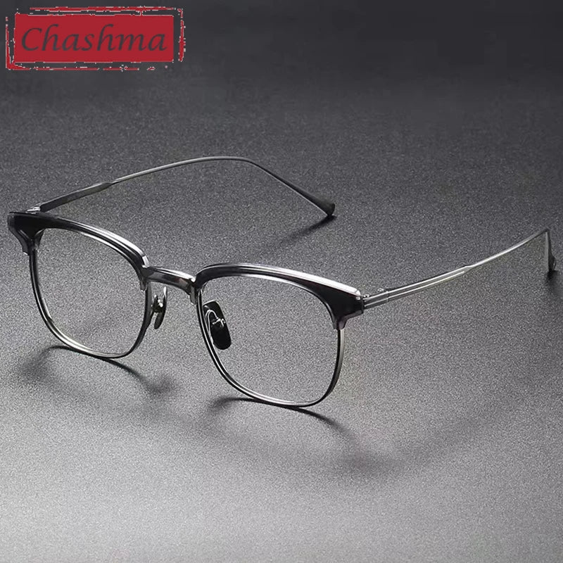 Chashma Women's Full Rim Square Acetate Titanium Eyeglasses 12721 Full Rim Chashma Transparent Gray  