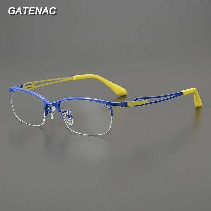Gatenac Women's Semi Rim Square Brow Line Titanium Eyeglasses Gx185867