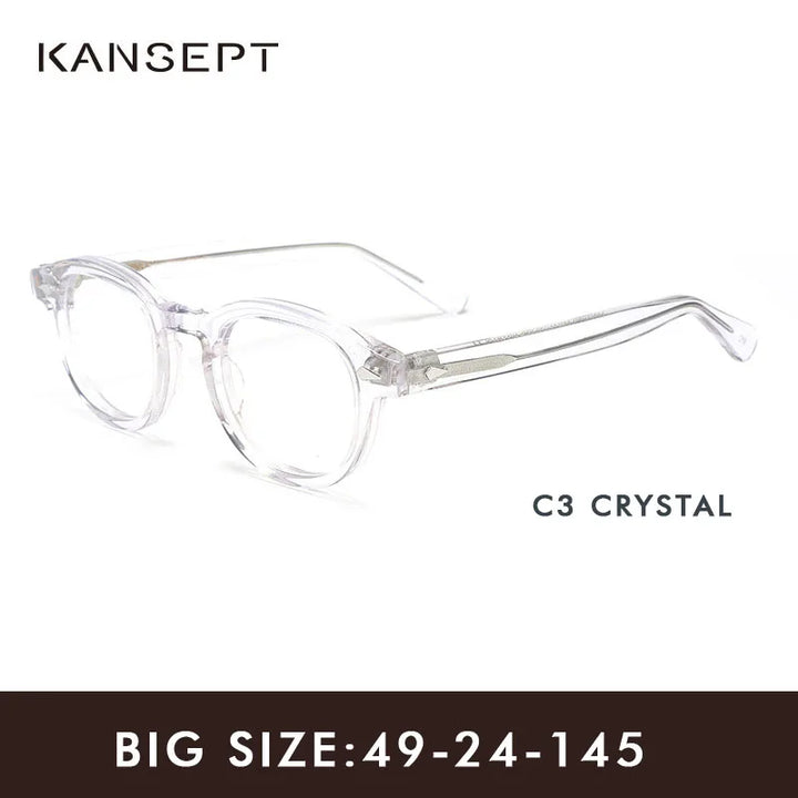 Kansept Unisex Full Rim Round Thick Acetate Eyeglasses 24145 Full Rim Kansept Crystal-49 CHINA 