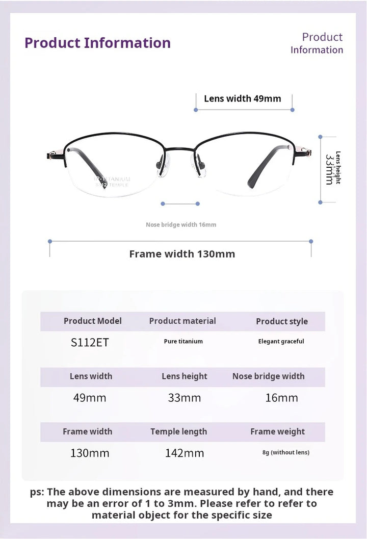 Yimaruili Women's Semi Rim Oval Square Titanium Eyeglasses 74112E