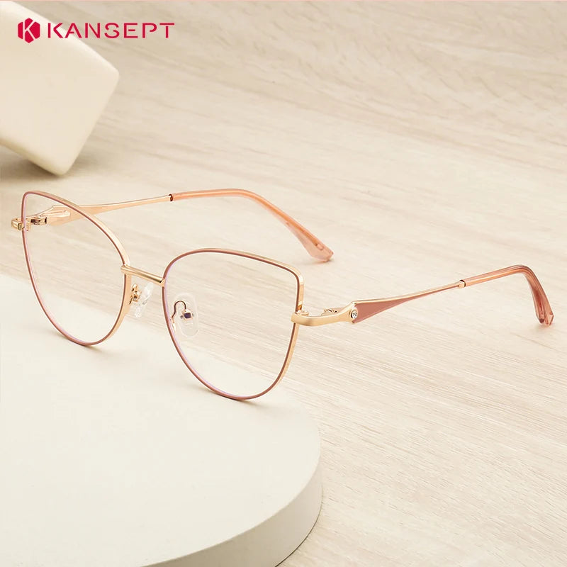 Kansept Women's Full Rim Oval Cat Eye Alloy Reading Glasses