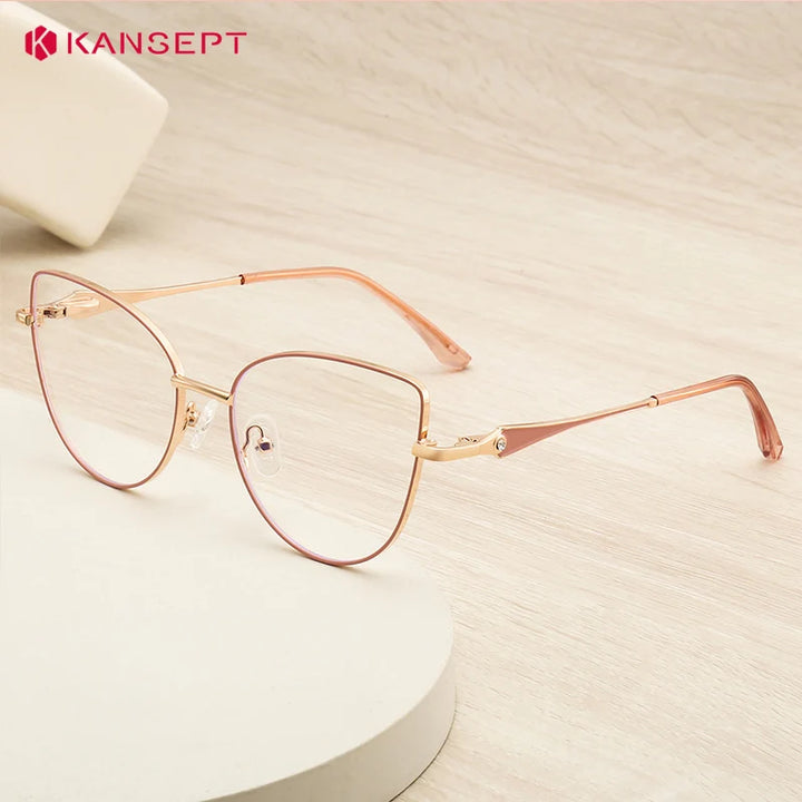 Kansept Women's Full Rim Oval Cat Eye Alloy Reading Glasses