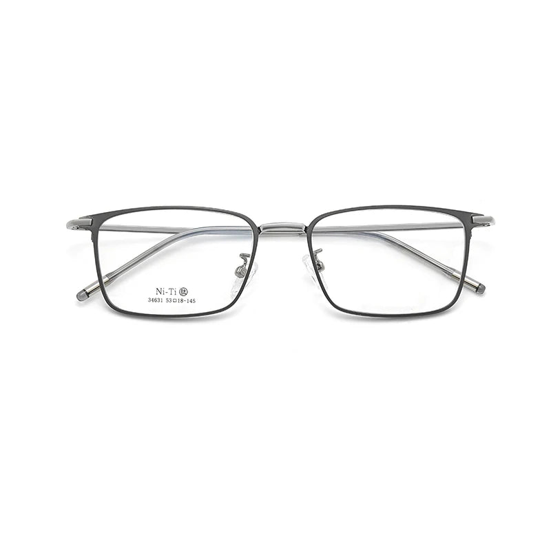 KatKani Unisex Full Rim Big Square Titanium Alloy Eyeglasses 34631 Full Rim KatKani Eyeglasses Gray Gun CHINA 