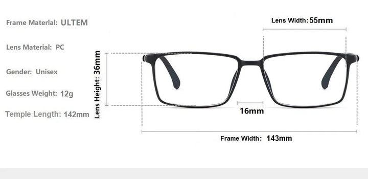 Eleccion Unisex Full Rim Square Ultem Eyeglasses 9810 Full Rim Eleccion