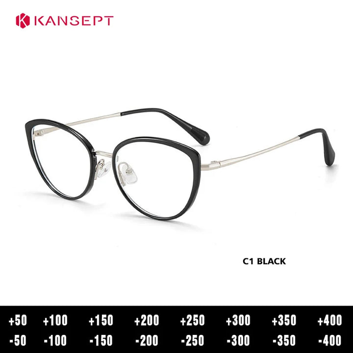 Kansept Women's Full Rim Oval Cat Eye Tr 90 Alloy Reading Glasses 75740